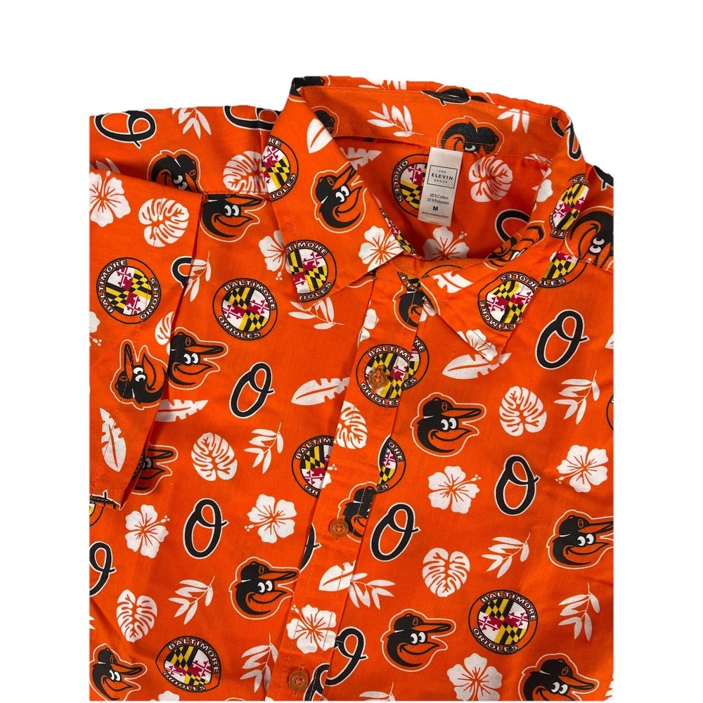 Baltimore Orioles O's MLB Hawaiian Shirt Button Up Size Adult M SGA‎ Fan NWOT